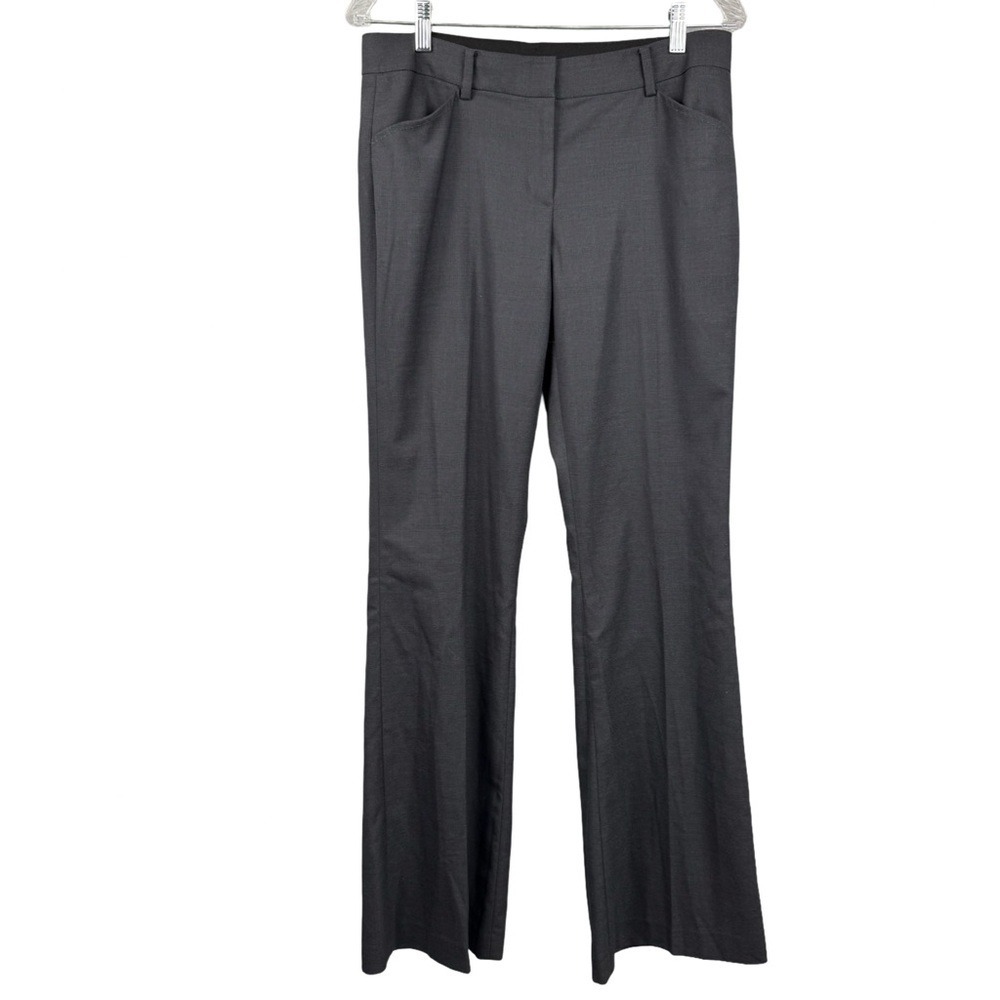 T Tahari Dress Pants Flare Pockets Glen Plaid Poly Viscose Blend Gray Women's 6